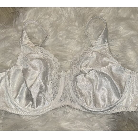 Playtex 4422 Love My Curves Signature Coverage Bra Satin Floral UW 36B White - Picture 3 of 6